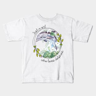 Just a Girl Who Loves Dolphins Sticker Kids T-Shirt